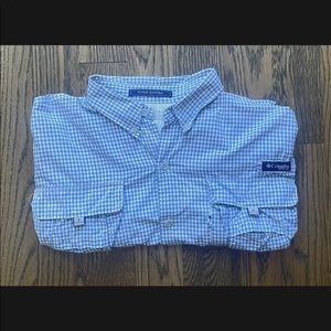 Columbia PFG Men’s 2XL Blue Plaid Super Bahama Omni Shade Extra Pockets Fishing
